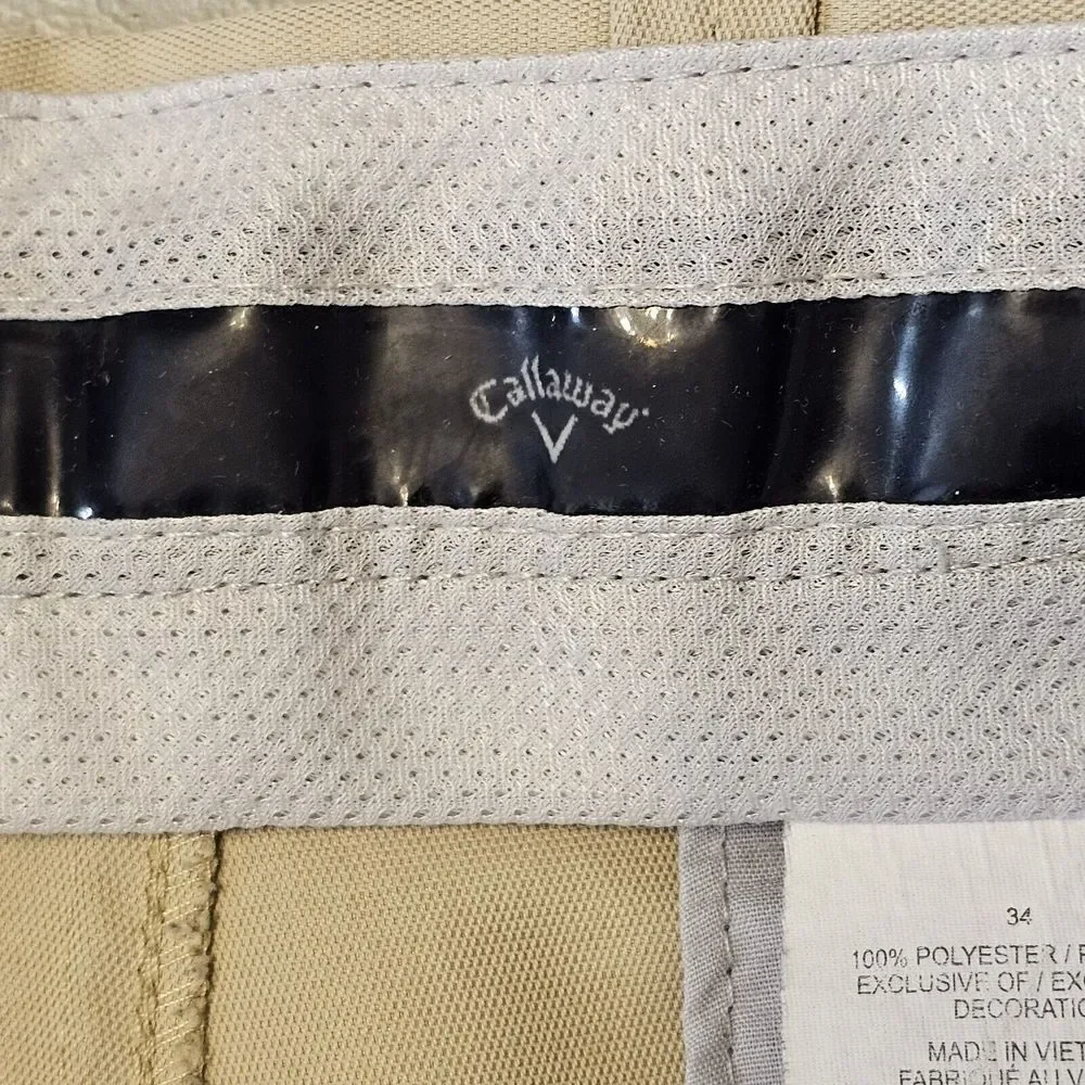 Callaway Golf Performance‎ Stretch Chino Shorts Comfort Flat Beige 36* (*Tag 34)